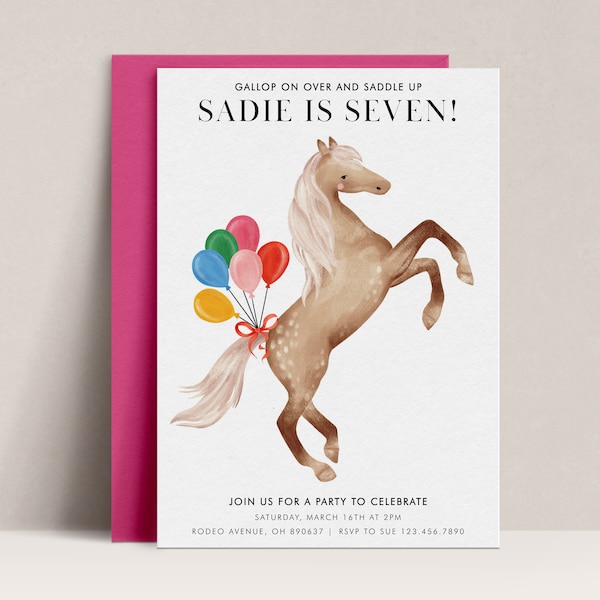 Horse Birthday Invitation, Horse Party Invitation, Horse Birthday Invite, Horse Invitation, Equestrian Invitation, Riding Invitation, D11