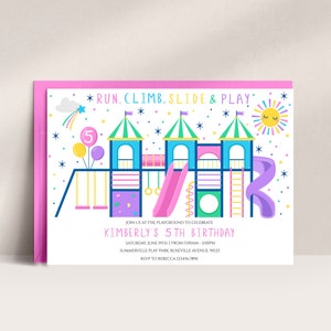 Park Party Invitation, Playground Birthday Invitation, Park Birthday Invitation, Kids Park Party Invitation, Outdoor Party Invitation, D32