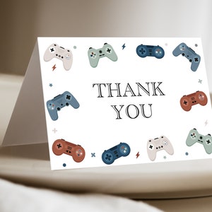 Carte de remerciement de jeu vidéo, fête de remerciement, carte de remerciement vierge, carte de remerciement de fête d'anniversaire de joueur, décoration de fête, carte de remerciement, D100
