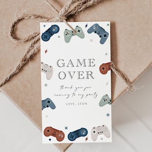 Videospiel-Geburtstags-Gastgeschenkanhänger, bearbeitbare Gamer-Partygeschenkanhänger, Videospiel-Party-Dankeschön-Tags, Junge-Gamer-Geburtstagsfeierdekoration, D100