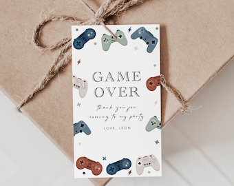 Video Game Birthday Favor Tags, Editable Gamer Party Decor (Digital Download)