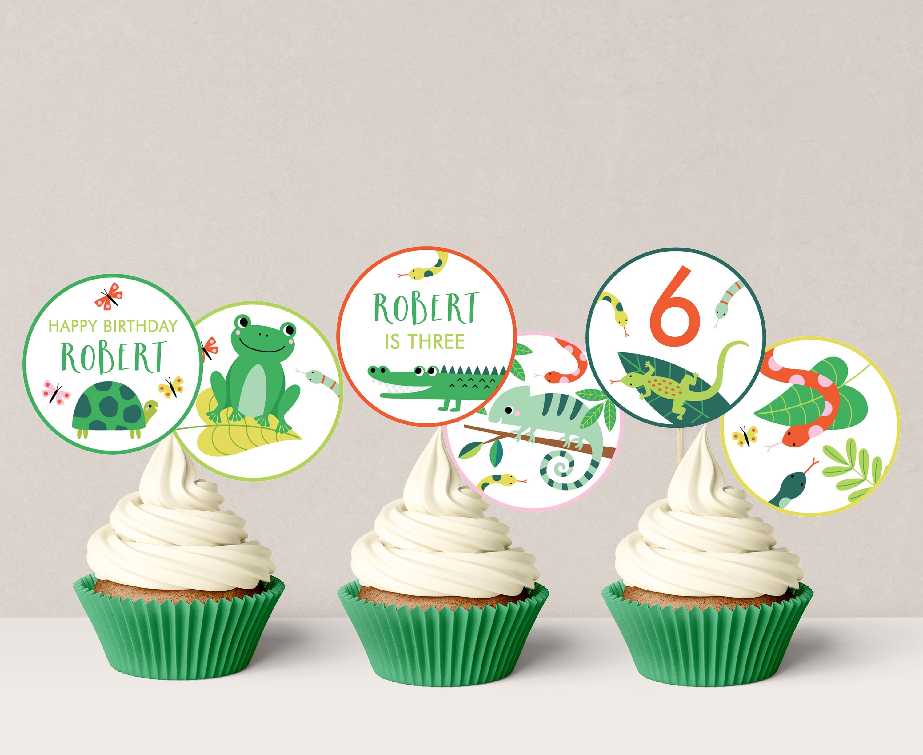 Reptile Cupcake Toppers Reptile Party Decor Reptile Cake Etsy