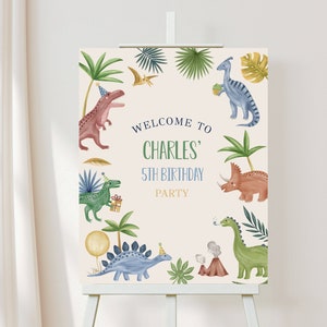 Dinosaur Birthday Welcome Sign Dinosaur Welcome Board Dinosaur Birthday Party Dinosaur Party Decor Editable Template Instant Download, D92
