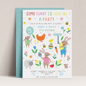 Easter Birthday Invitation Easter Invitation Easter Egg Invitation Egg Hunt Party Bunny Invitation Easter Bunny Invite Eater Party, D51