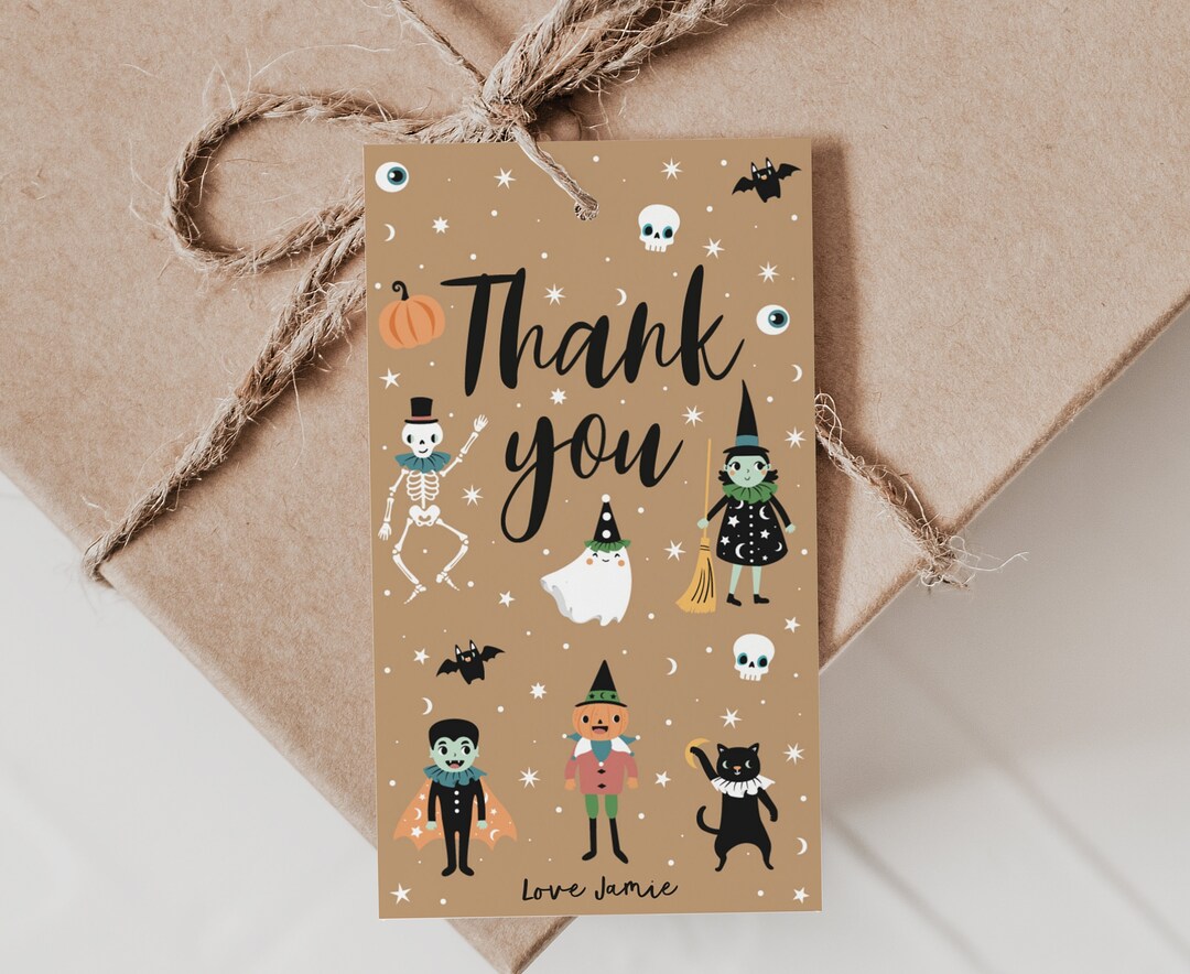 Editable Halloween Thank You Tags, Custom Party Favor (digital Download ...