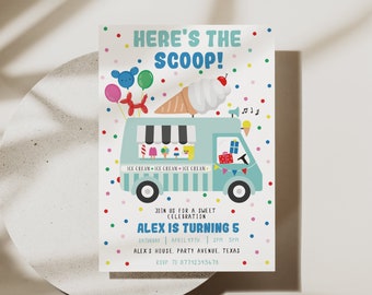 Ice Cream Truck Birthday Invitation Editable Ice Cream Birthday Invitation Ice Cream Party Ice Cream Truck Party Instant Download, D38