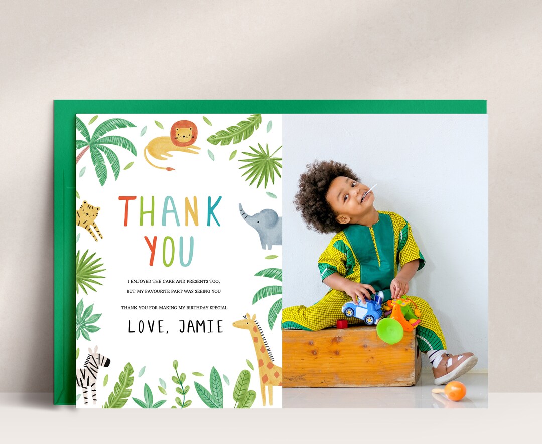 Jungle Thank You Card Printable Thank You Thank You Etsy