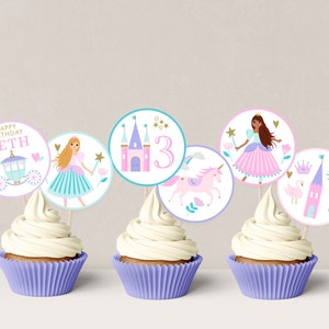 Prinzessin Cupcake Topper Prinzessin Party Dekor Bearbeitbar Prinzessin Cupcake Topper Vorlage Prinzessin Partydekoration Prinzessin Cake Topper D44