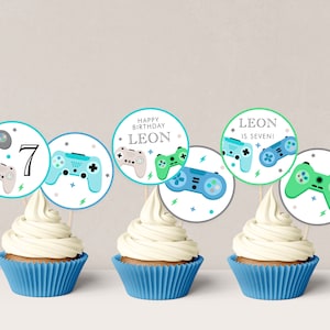 Editable Video Game Birthday Cupcake Toppers, Gamer Cake Toppers, Video ...