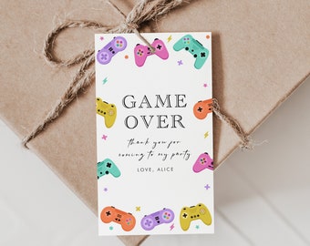 Editable Video Game Birthday Favor Tags, Gamer Party (Digital Download)