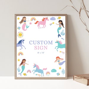 Einhorn und Meerjungfrau Geburtstagsschild, Einhorn und Meerjungfrau Party Zeichen, Einhorn und Meerjungfrau Party, gemeinsame Geburtstagsparty, Unisex Kinder Party D14