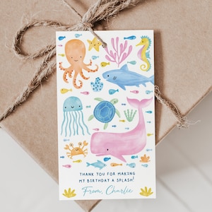 Onder de zee partij cadeau tag, onder de zee gunst tags, onder de zee partij, zee dieren verjaardag partij decor afdrukbare aangepaste, D89