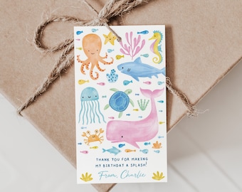 Under The Sea Birthday Favor Tags, Sea Animals Decor (Printable Custom)