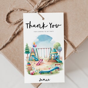Playground Birthday Favor Tags: Editable Park Party Thank You (Digital Download)