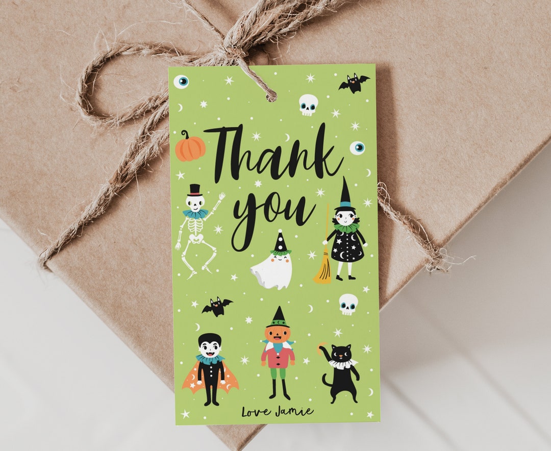 Editable Halloween Favor Tags, Halloween Thank You Tags, Custom ...