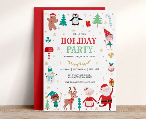 Printable Holiday Party Invitation Editable Holiday Party - Etsy