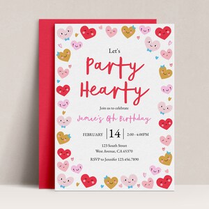 Valentine's Birthday Invitation, Heart Theme, Editable Invite (Digital Download)