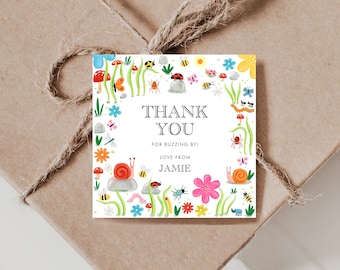 Editable Bug Party Favor Tags, Insect Birthday Decor (Digital Download)