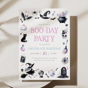 Pastel Halloween Birthday Invitation Editable Halloween Party Invite Kids Halloween Boo-day Party Instant Download Invitation Template A35