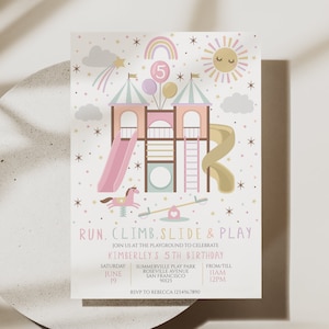 Playground Birthday Party Invitation, Park Party Invite | Park Birthday Party Invitation, Outdoor Park Party Invitation, Park Party, D32