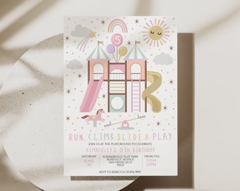 Playground Birthday Party Invitation, Park Party Invite | Park Birthday Party Invitation, Outdoor Park Party Invitation, Park Party, D32