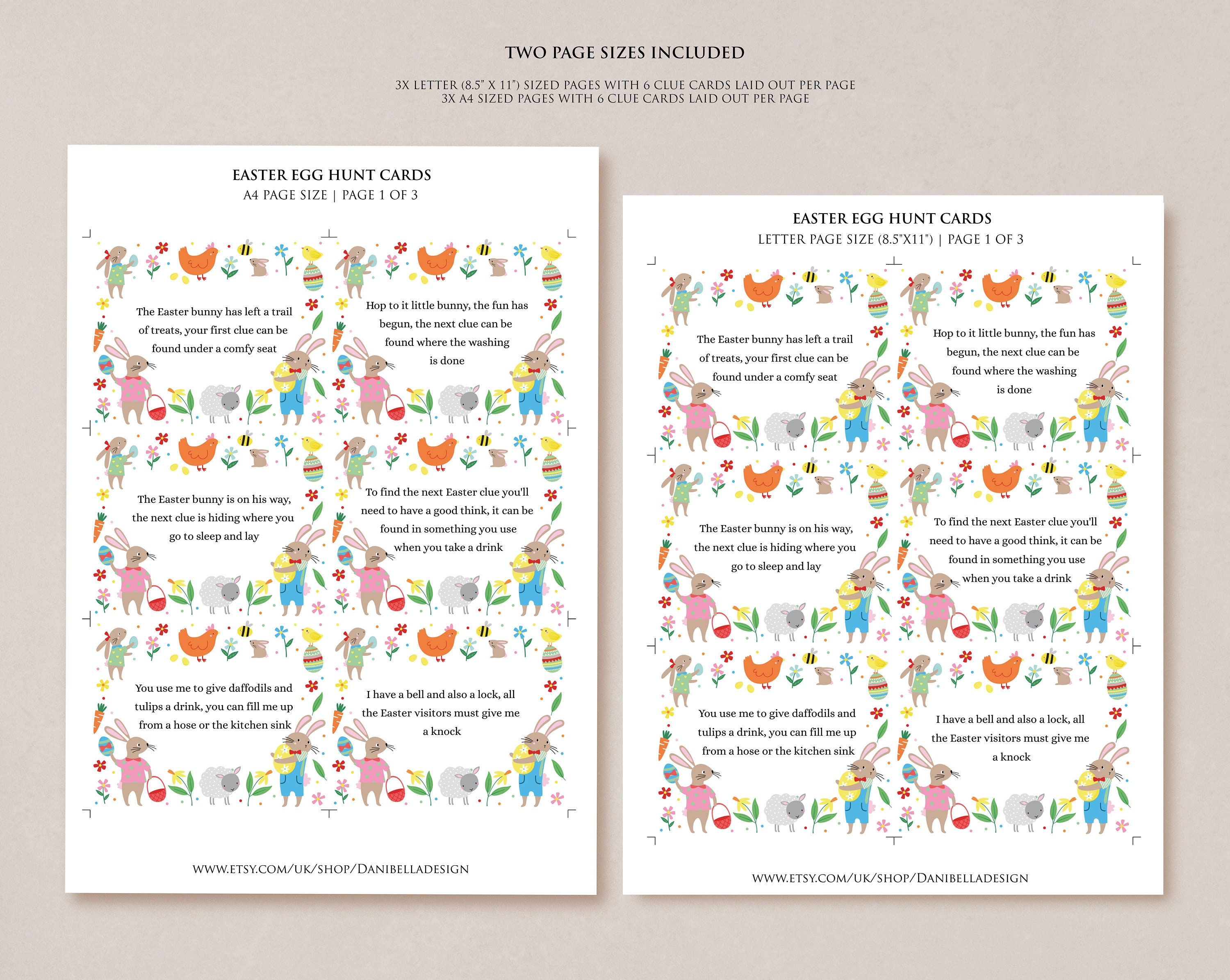 Editable Easter Egg Hunt Clue Cards, Kids Easter Game (digital Download ...
