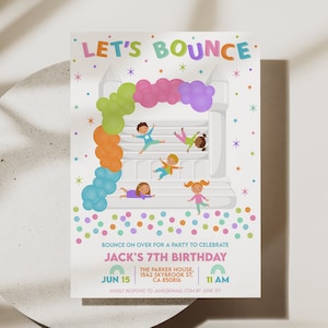 Balloon Arch Bounce Birthday Invite, Soft Play Invitation, Bounce House Party, Bounce House Birthday Invitation, Bouncy Castle Party, D57