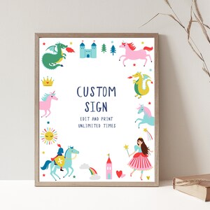 Signe d'anniversaire chevalier et princesse, signe de fête chevalier et princesse, fête chevalier et princesse, fête d'anniversaire commune, fête d'enfants unisexe D48