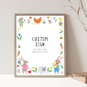 Pasen verjaardag teken afdrukbare Easter Party teken Easter Egg Hunt teken Easter Party Decor bewerkbare Easter Party teken aangepaste Pasen teken, D51