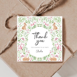 Editable Bunny Rabbit Favor tags Birthday Favor Tags Easter Bunny Thank You Tags Bunny Party Tags Rabbit Favor Tags Bunny Party Decor, D13