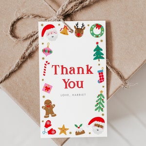 Kids Christmas Birthday Favor Tags, Editable Christmas Party gift Tags, Christmas Thank You Tags, Christmas Birthday Party Decor, D99