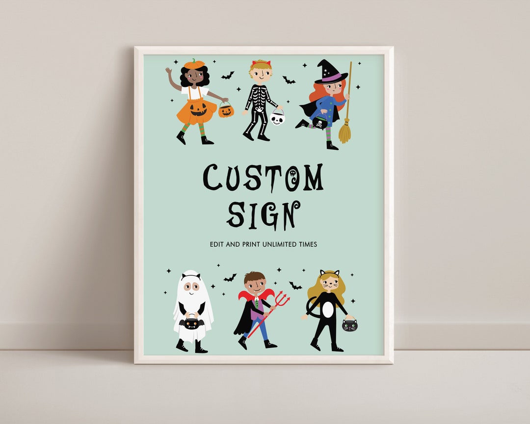 Halloween Costume Party Sign Halloween Party Sign Halloween Etsy