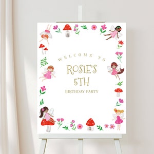 Fairy Birthday Welcome Sign, Fairy Welcome Board, Fairy Birthday Party, Fairy Party Decor, Editable Template, Instant Download, D91