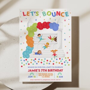 Bounce House Invitation, Bounce Invitation, Bounce House Invite, Bounce House Birthday Invitation Template, White Bounce House Party, D57
