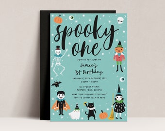 Spooky One Halloween Birthday Invitation, Spooky One Invite, 1st Halloween Birthday, Halloween Party, Halloween Birthday Invitation, D65
