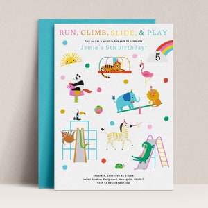 Playground Birthday Invitation EDITABLE, Park Party Invitation, Park Birthday Party Invitation, Outdoor Party Invitation, Park Party, D64