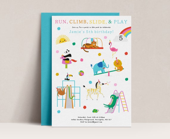 Playground Birthday Invitation, Editable Park Party (5x7" Template)