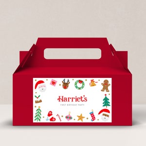 Christmas Birthday Gable Gift Box Label Christmas Birthday Treat Box Label Box Label Printable Party gift box labels, Instant Download, D99
