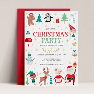 Printable Christmas Party Invitation, Editable Christmas Party Invitation, Invitation Template, Christmas Birthday, Christmas Party, D70