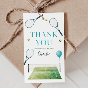 Étiquettes de faveur d'anniversaire de tennis, étiquettes pour cadeaux de fête de tennis, étiquettes de remerciement de tennis, étiquettes pour cadeaux de fête de tennis, étiquettes modifiables, modèle d'étiquette de tennis, A27