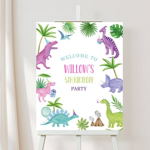 Dinosaur Birthday Welcome Sign Dinosaur Welcome Board Dinosaur Birthday Party Dinosaur Party Decor Editable Template Instant Download, D92