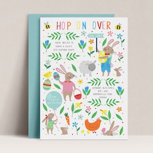 Easter Birthday Invitation Template, Easter Invitation, Easter Egg Invite, Egg Hunt Invitation, Bunny Invitation, Easter Bunny Invite, D51