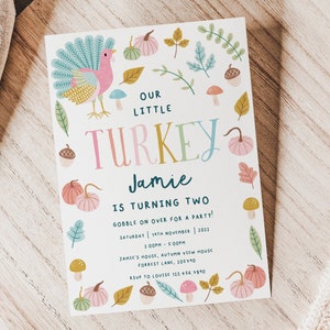 Kids Thanksgiving Birthday Invitation, Thanksgiving Invitation, Editable Thanksgiving Invitation, Printable Template Instant Download, D71