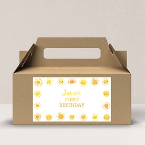 Editable Sunshine Gable Gift Box Label, Sunshine Birthday Treat Box Label, Box Label Printable, Party gift box labels, Instant Download, D79