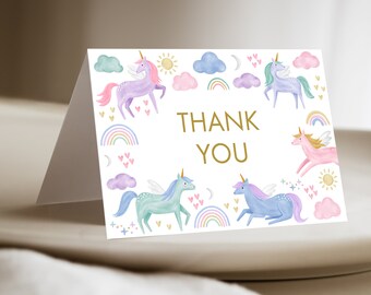 Friend Birthday Card 10 Personalized Unicorn & Mermaid Thank You Cards With Glitter - Photo Thank You Cards For Birthdays Birthday Cards - Foto 3