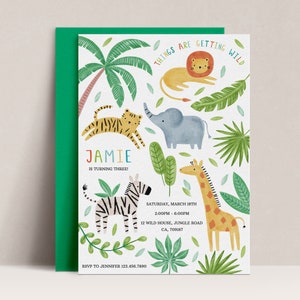 Jungle Birthday Invitation Jungle Party Invite Safari Party Invitation Jungle Animals Invitation Zoo Invite Instant Download Editable, D90