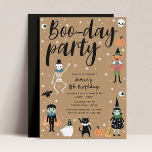 Boo-day Party Invitation, Halloween Invitation, Editable Vintage Halloween Birthday Invite, Halloween Birthday Party, Printable Invite, D65
