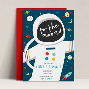 Space Birthday Invitation Template, Astronaut Invite, Rocket Ship Invite, Space Invite, Galaxy Blast Off Invite, Planet Invite, D50