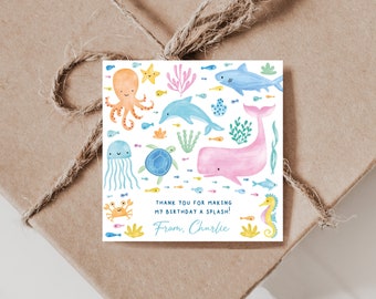 Editable Under the Sea Favor Tags, Sea Animal Birthday (Digital Download)