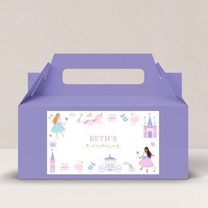 Editable Princess Gable Gift Box Label, Princess Birthday Treat Box Label, Box Label Printable, Party gift box labels, Instant Download, D44